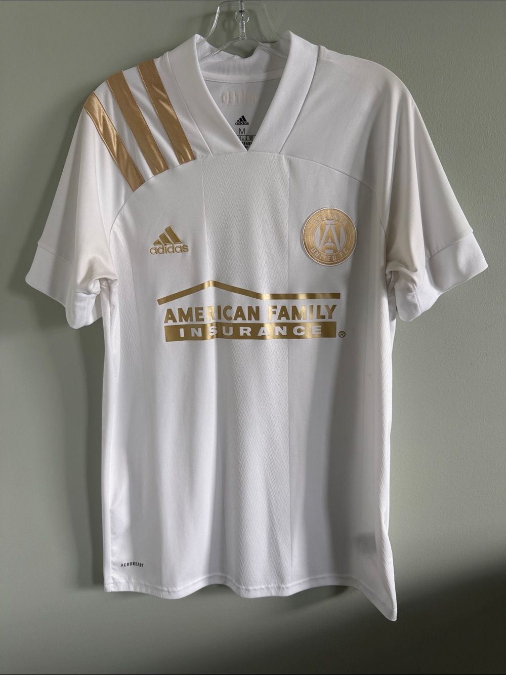 adidas White and Gold Atlanta United Jersey